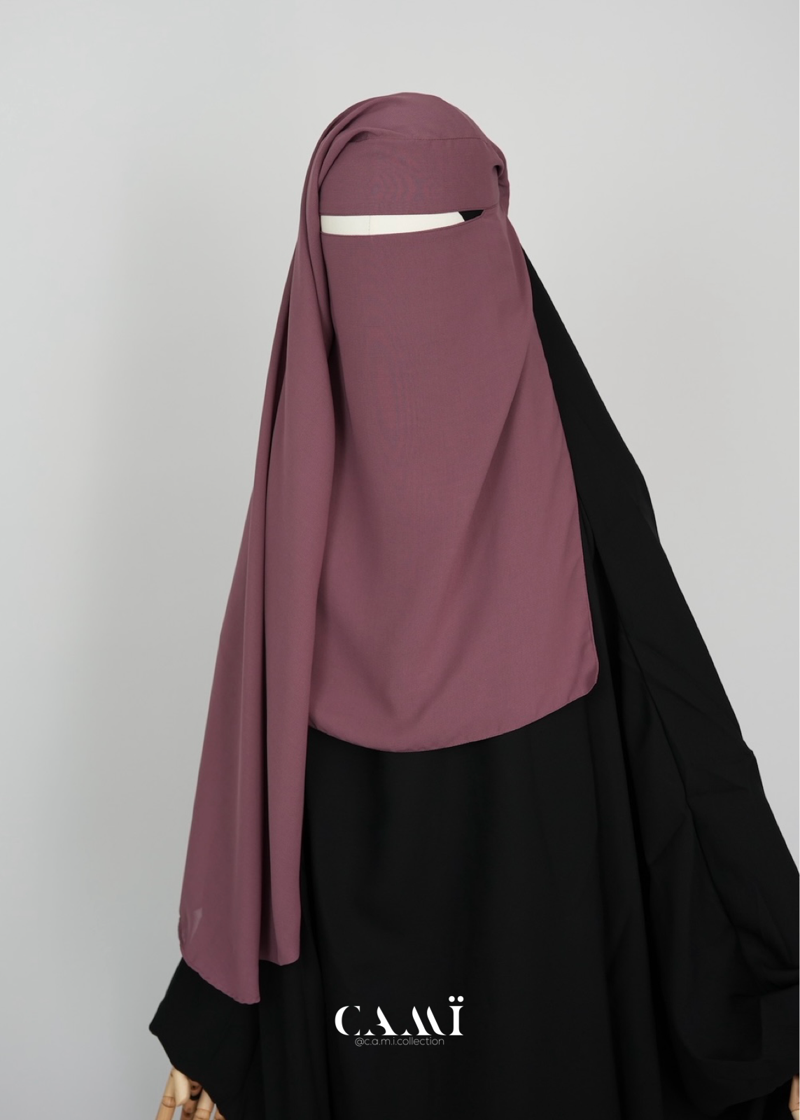 Zweilagiger Niqab mit rundem Schnitt mauve