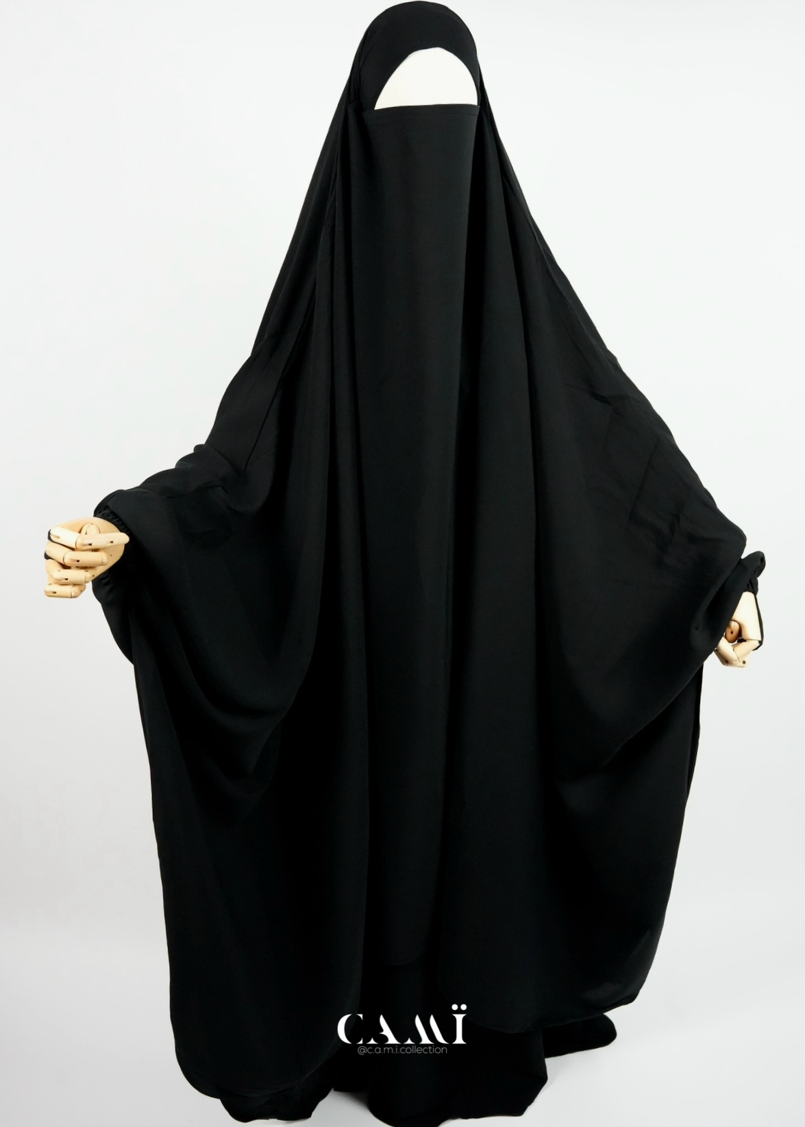 Jilbab with skirt 2-piece black