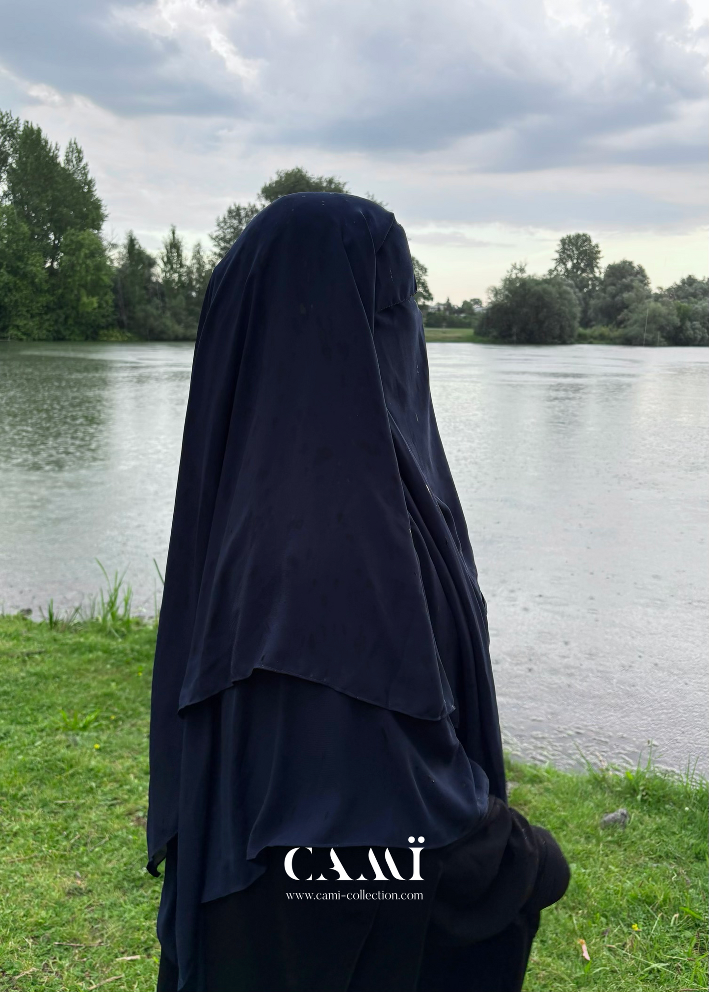 Dreilagiger Niqab dunkelblau