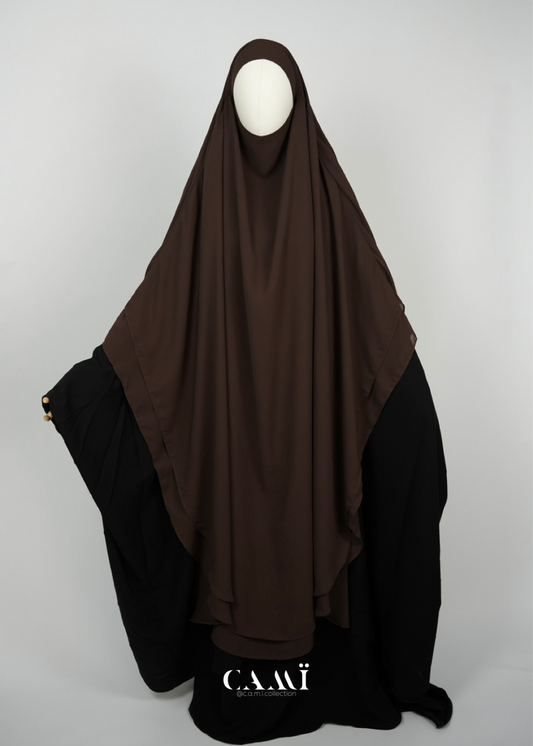 Khimar Chiffon 2-lagig extra lang | dunkelbraun