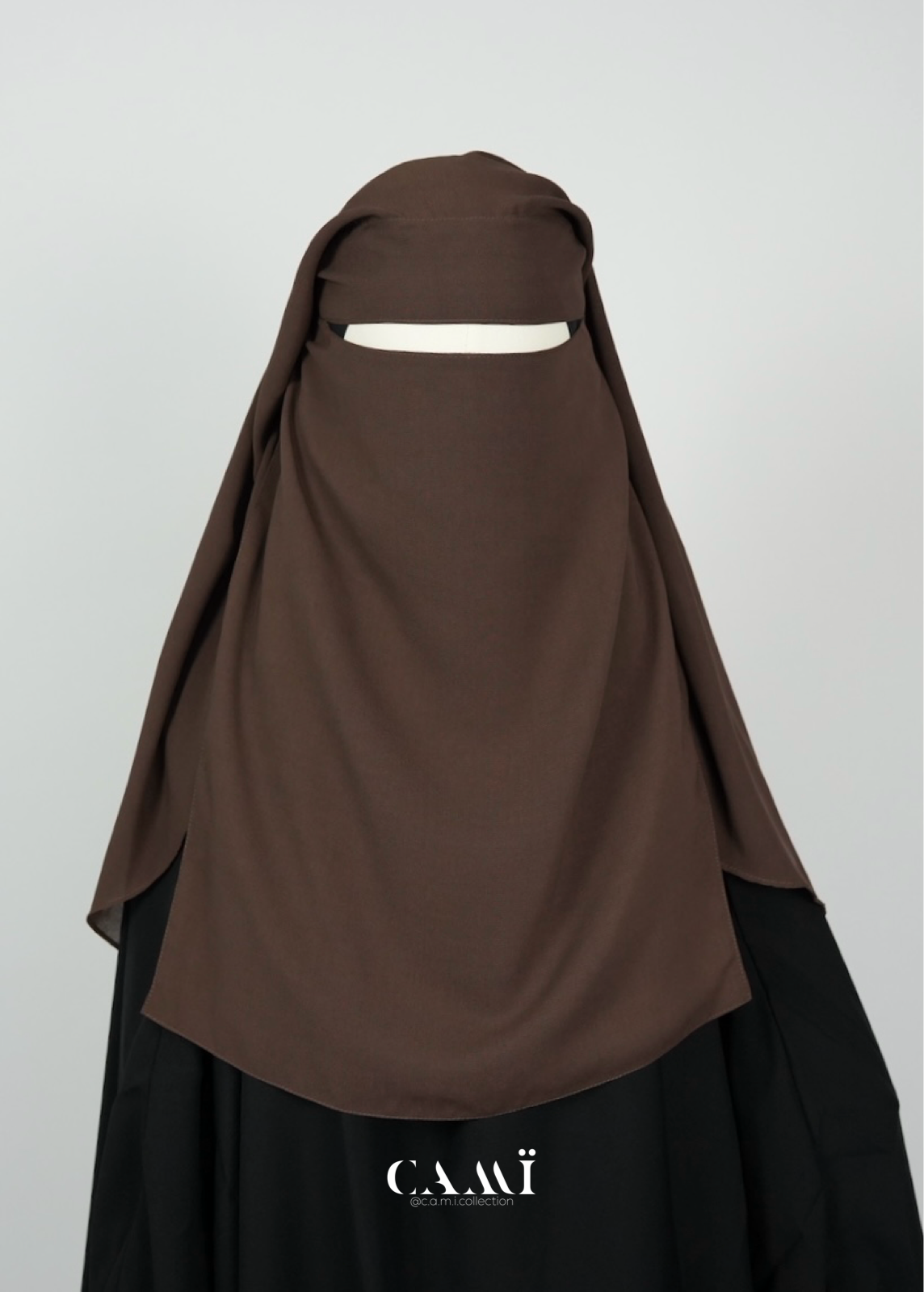 Zweilagiger Niqab mit rundem Schnitt dunkelbraun