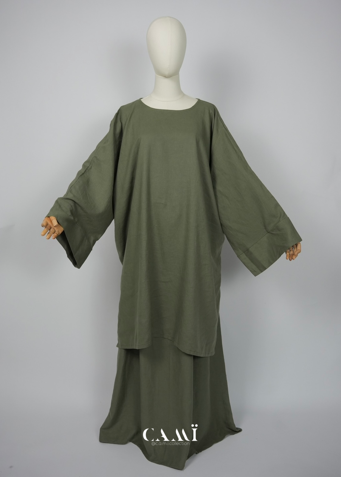 Leinen-Baumwolle Set khaki