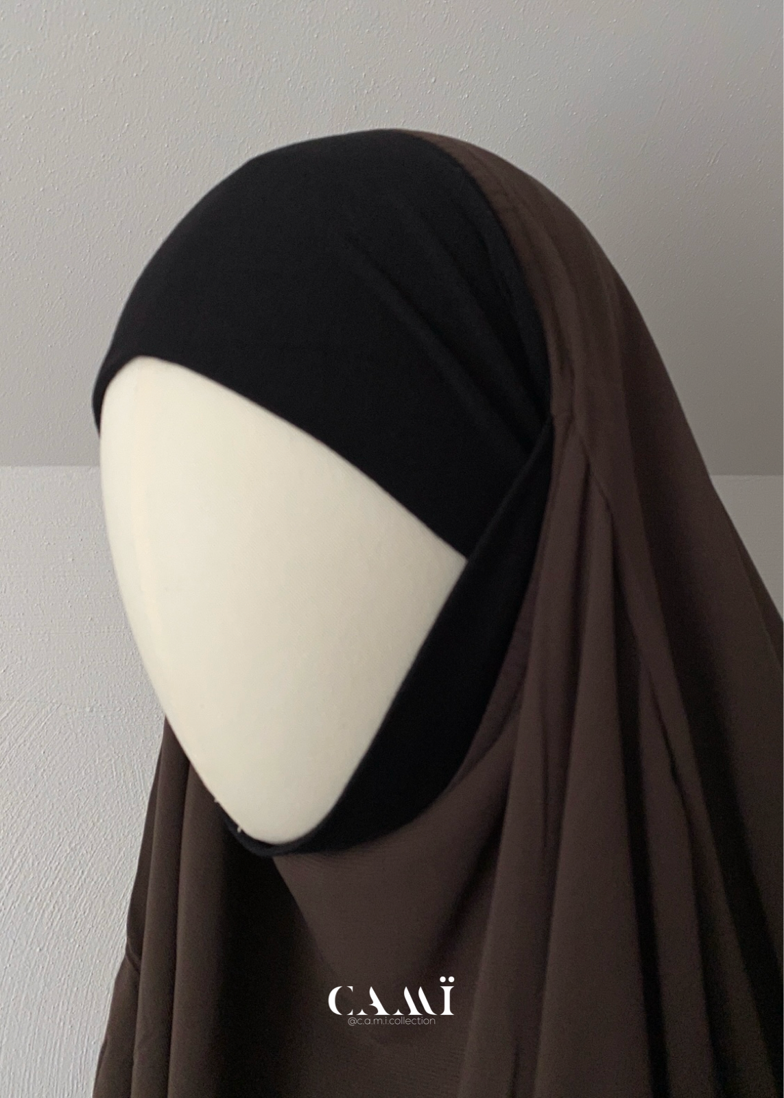 Zweilagiger Chiffon Khimar extra lang |dark taupe