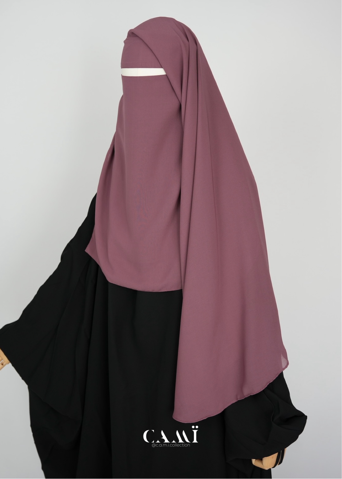 Zweilagiger Niqab mit rundem Schnitt mauve