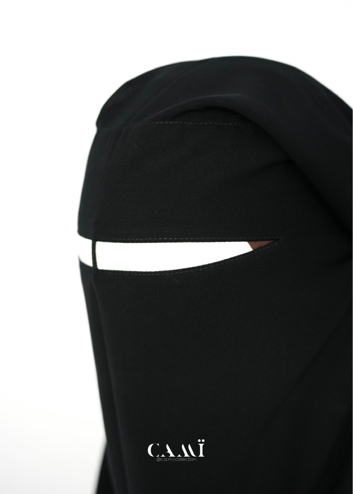 Extra Long 2 Layer Niqab with flap black | round back