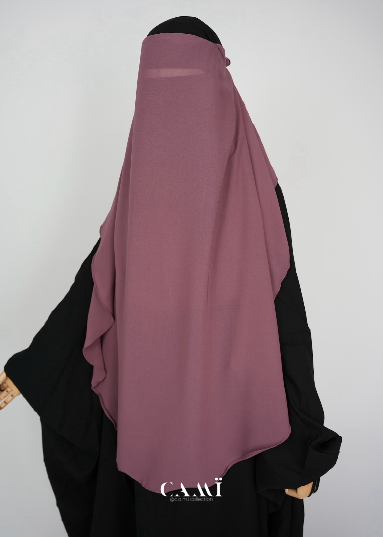 Zweilagiger Niqab mit rundem Schnitt mauve