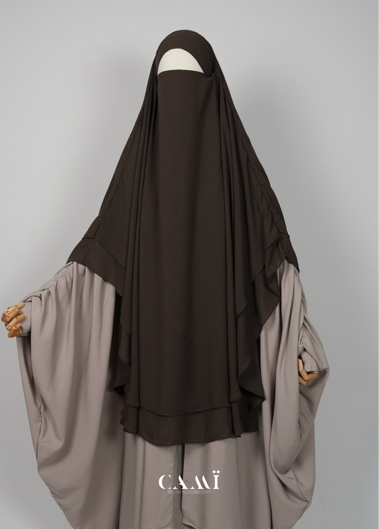 Zweilagiger Chiffon Khimar dark taupe