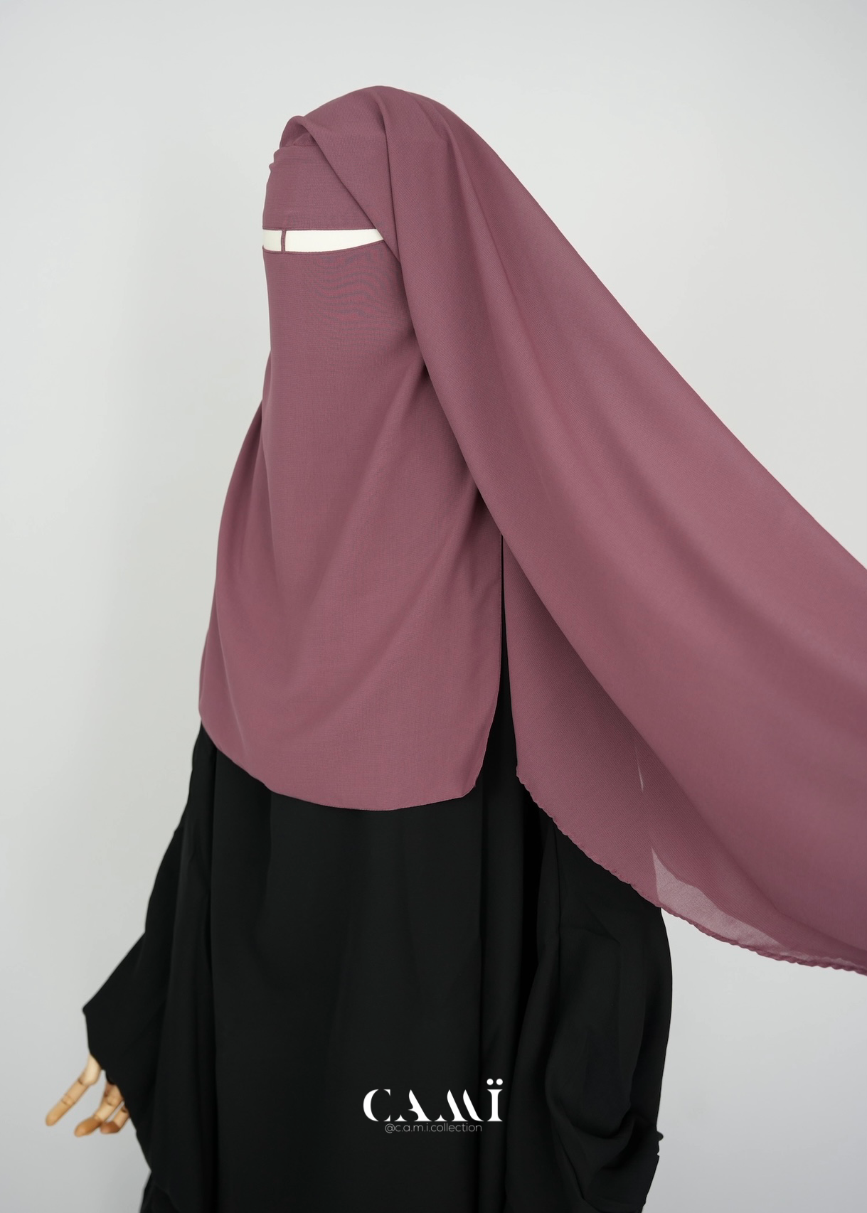 Zweilagiger Niqab mit rundem Schnitt mauve