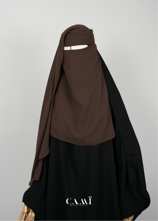 Zweilagiger Niqab mit rundem Schnitt dunkelbraun