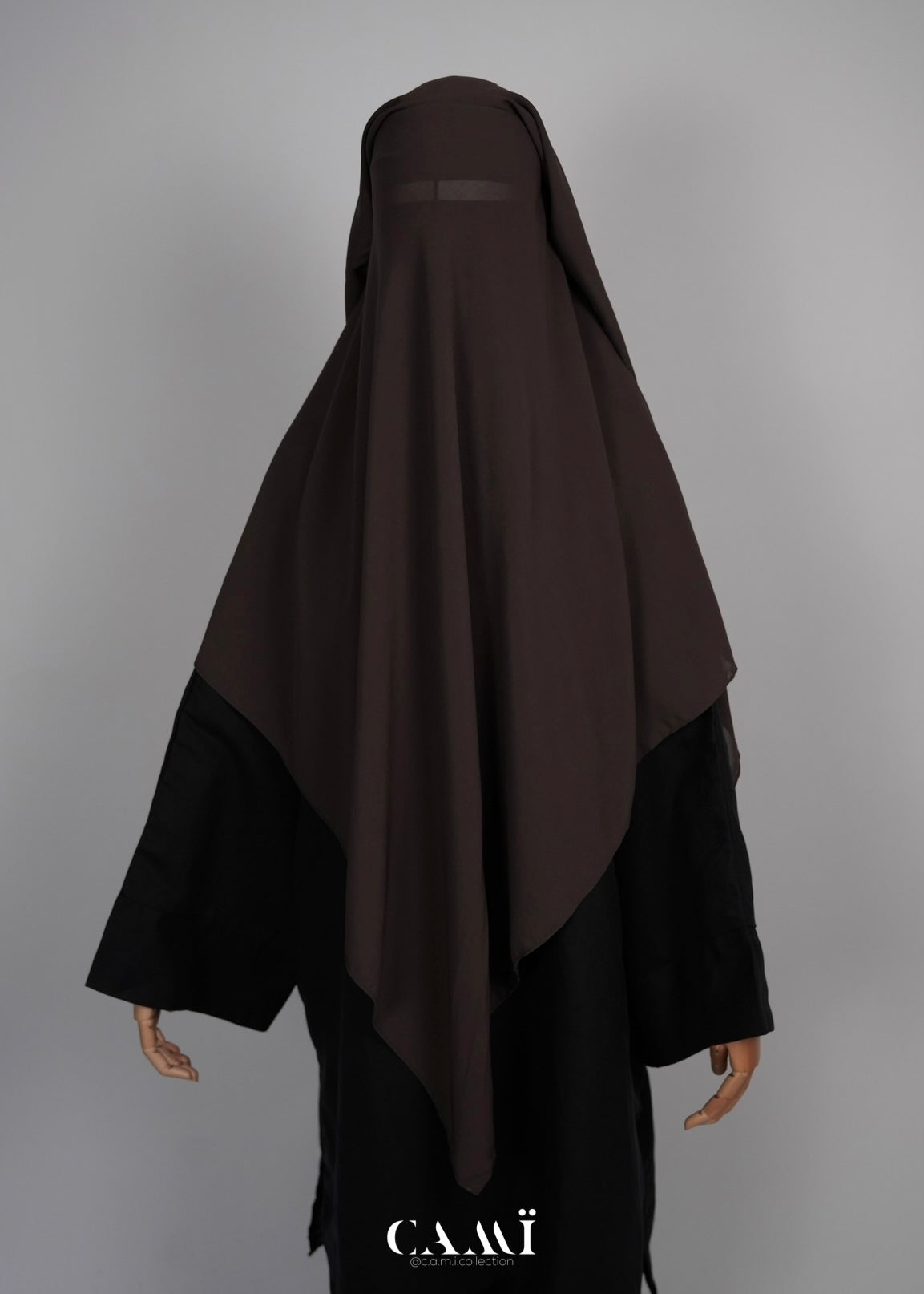 Dreilagiger Niqab dark taupe