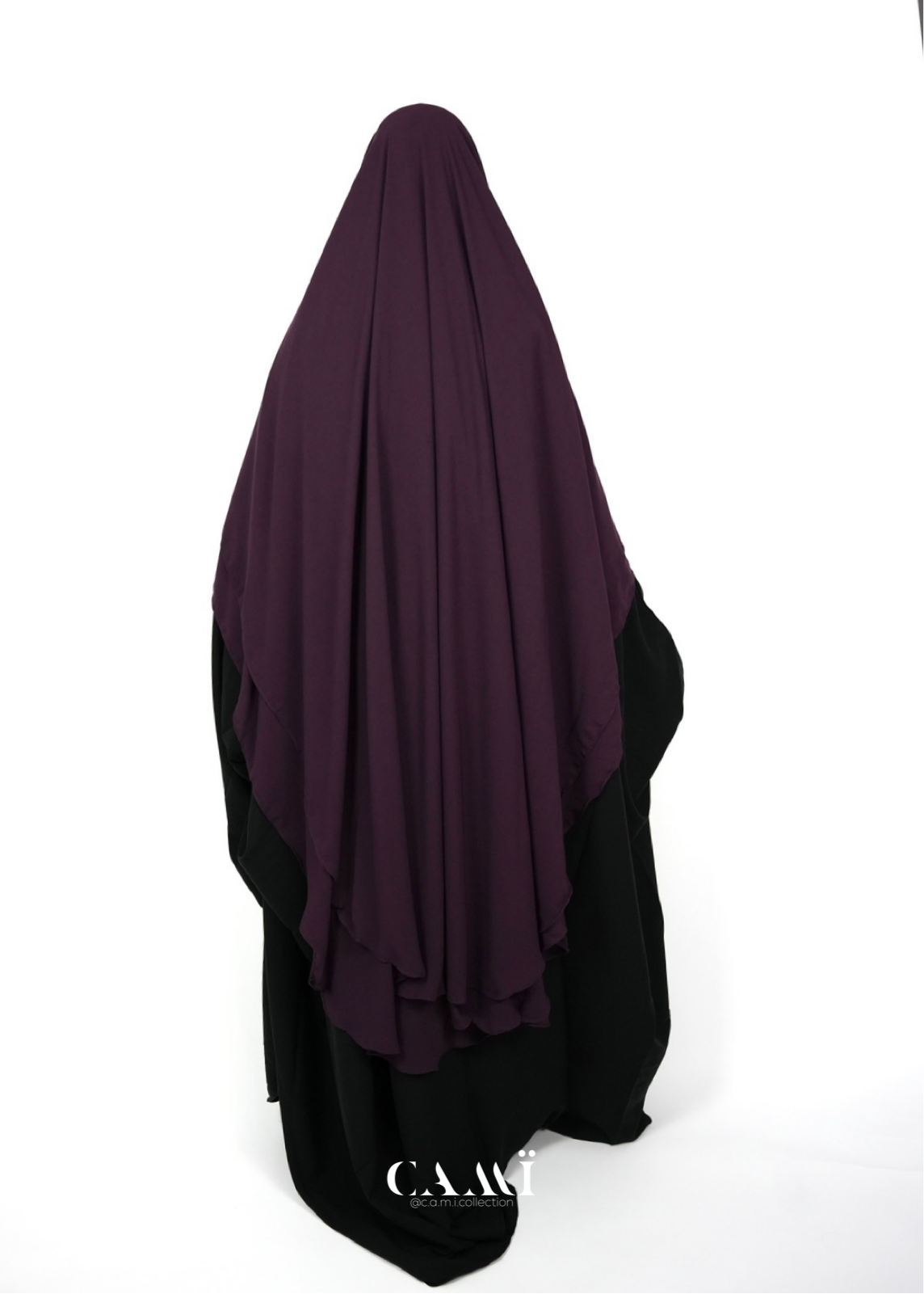 Zweilagiger Chiffon Khimar dark plum