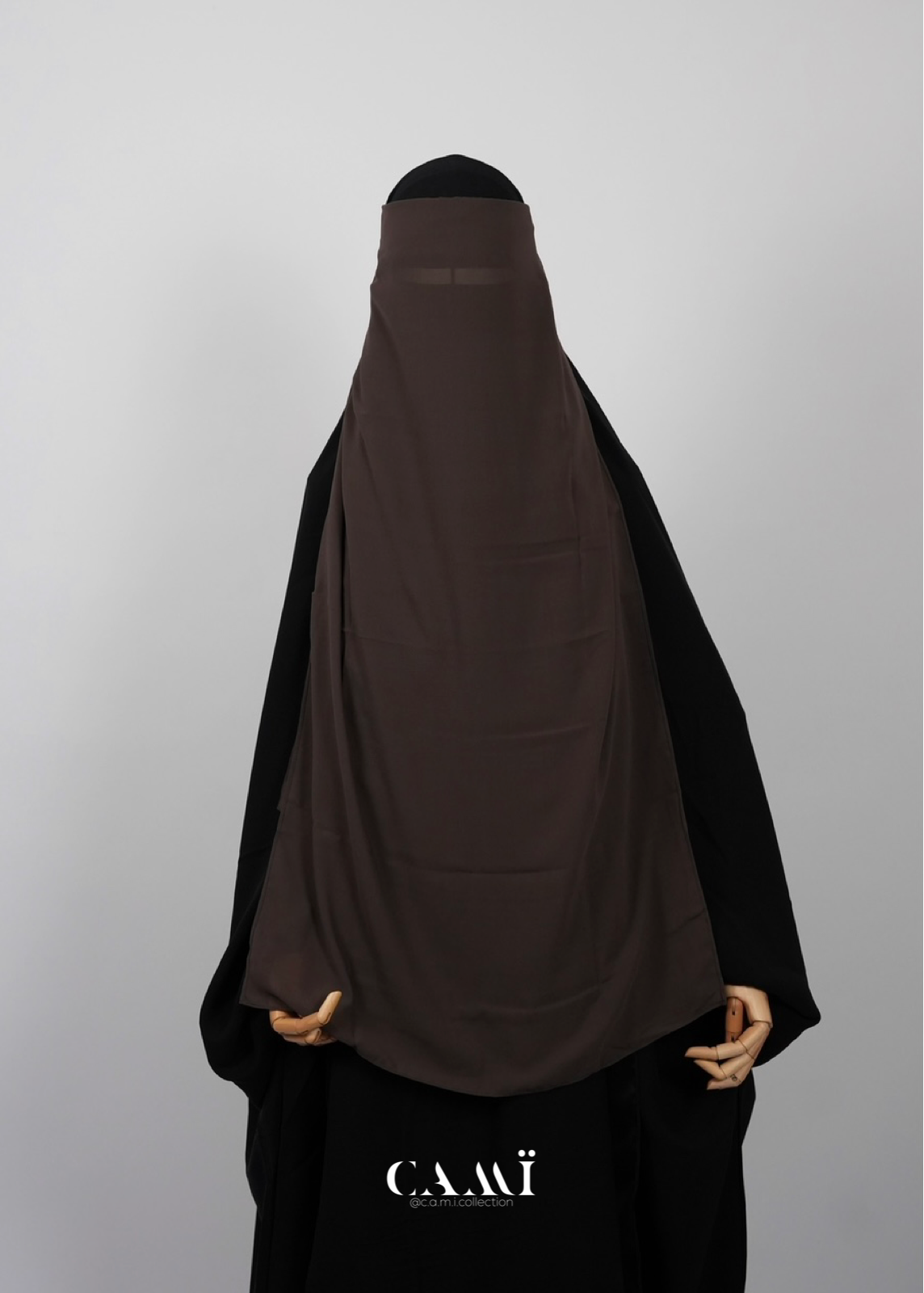 Zweilagiger Niqab lang dark taupe