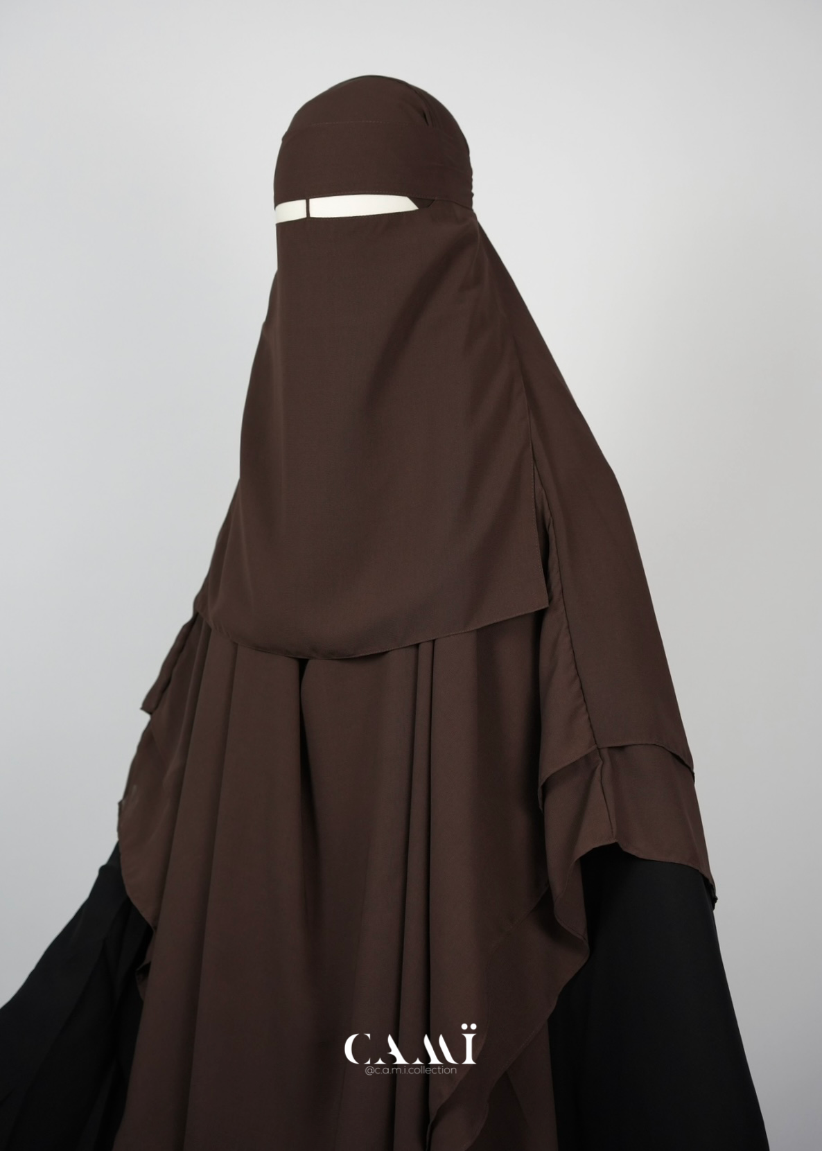 Zweilagiger Chiffon Khimar dunkelbraun