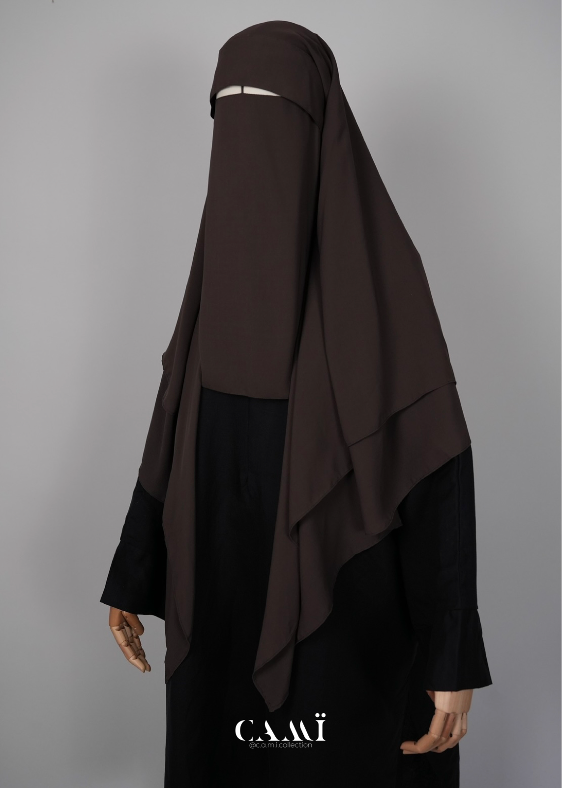 Dreilagiger Niqab dark taupe