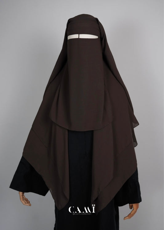 Dreilagiger Niqab dark taupe