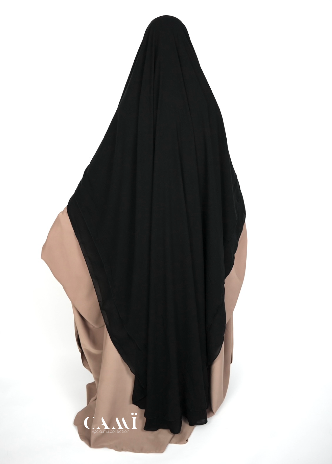 Khimar Chiffon 2-lagig schwarz | extra lang