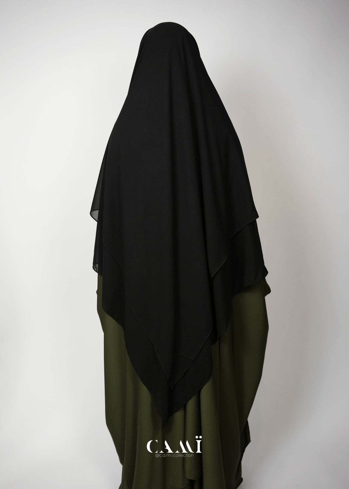 Dreilagiger Niqab mit Klappe extra lang schwarz - CAMÏ