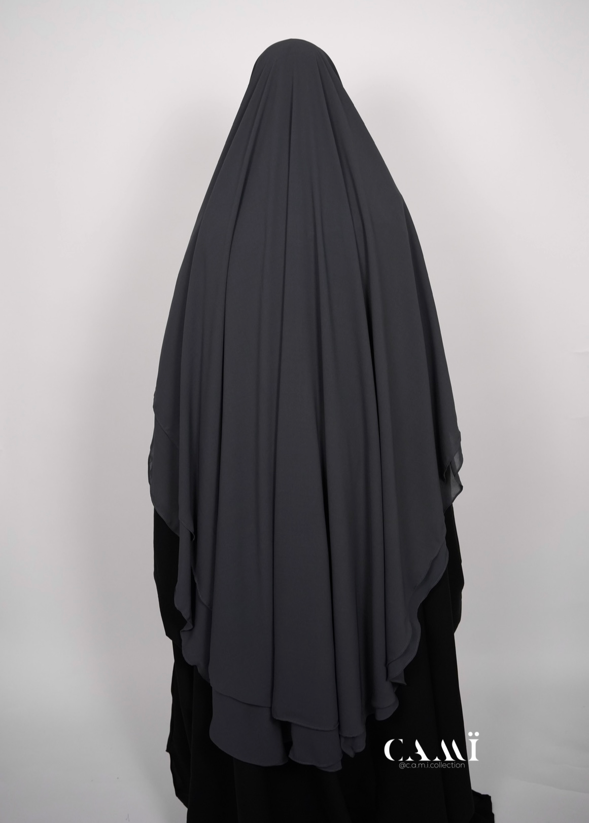 Khimar Chiffon 2-lagig dunkelgrau