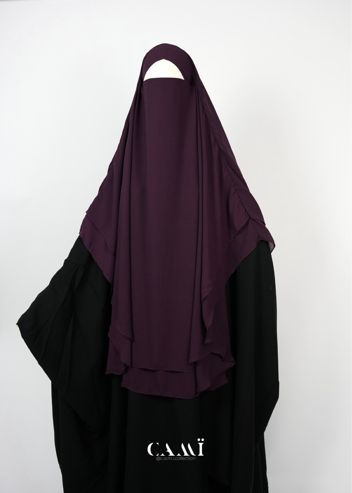 Zweilagiger Chiffon Khimar dark plum