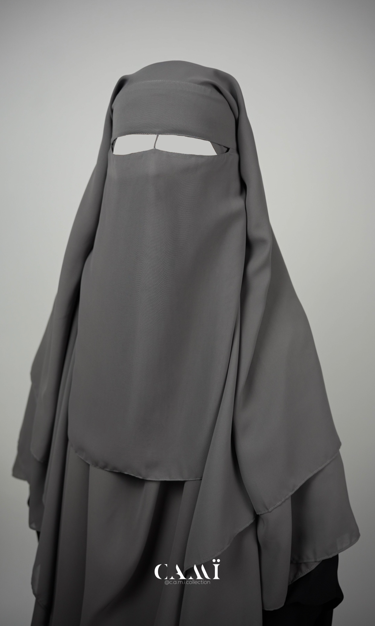 three layer niqab grey