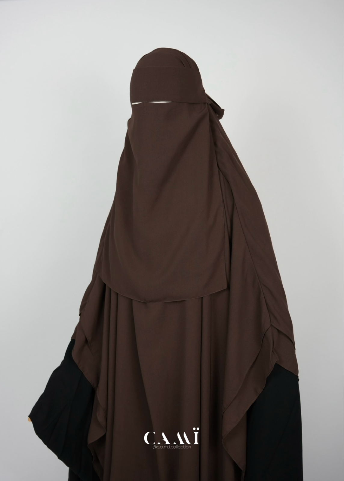 Khimar Chiffon 2-lagig extra lang | dunkelbraun