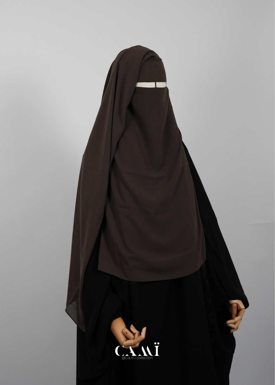 Zweilagiger Niqab lang dark taupe