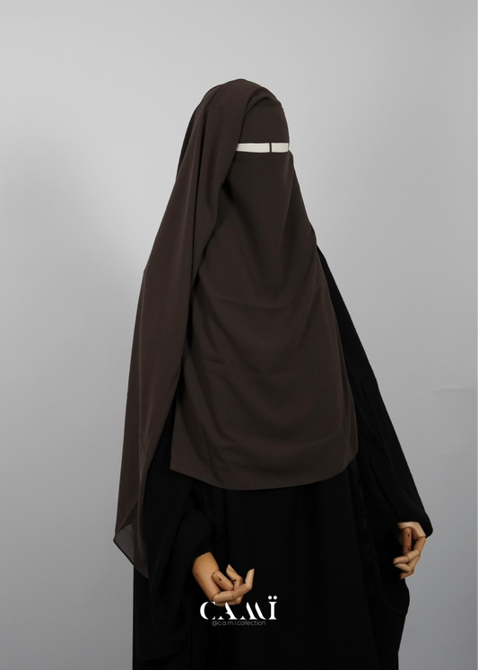Zweilagiger Niqab lang dark taupe