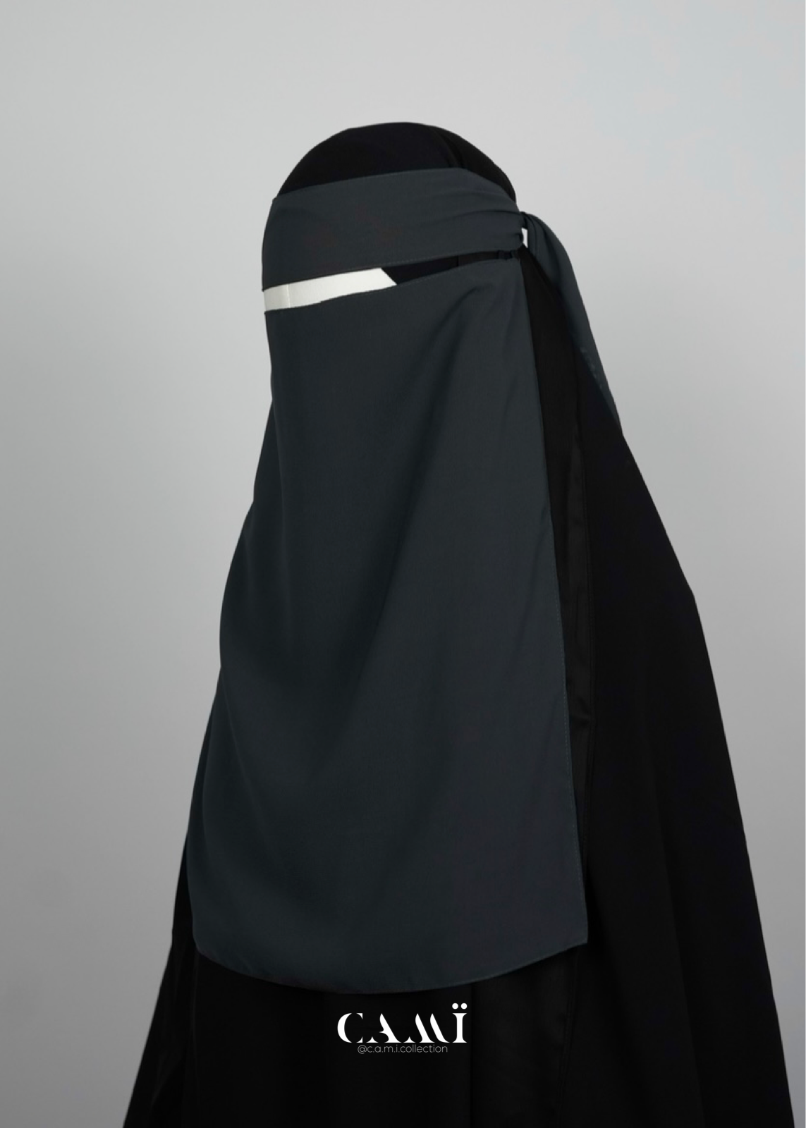 Niqab mit elastischen Seiten | pull down Niqab dunkelgrau