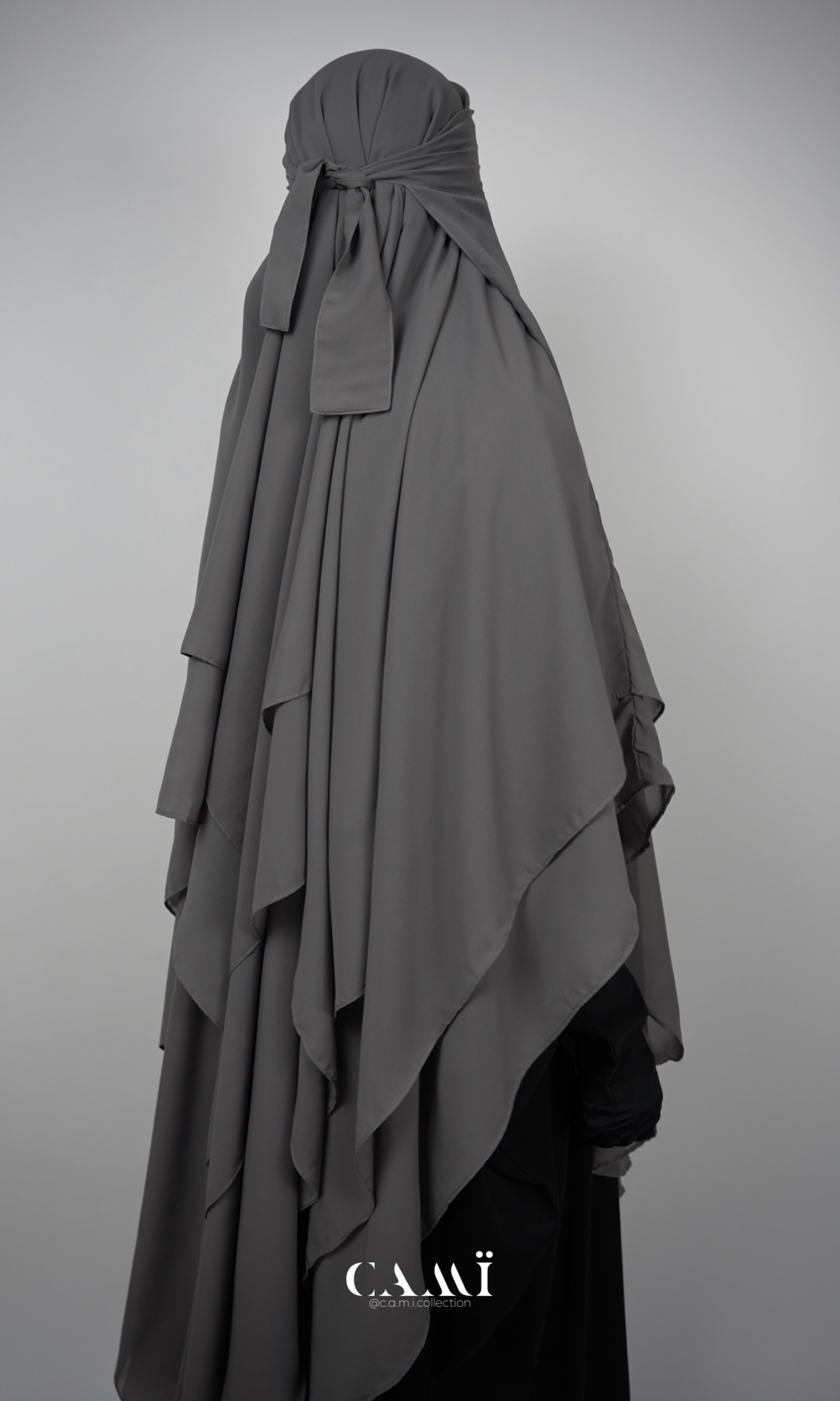 three layer niqab grey