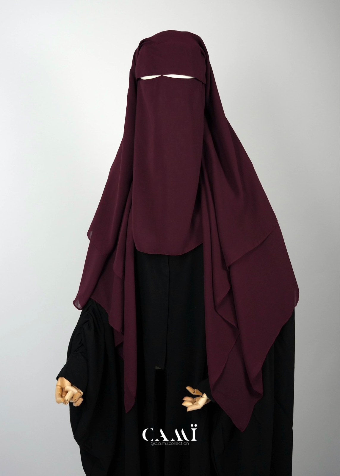 Dreilagiger Niqab mit Klappe burgundy