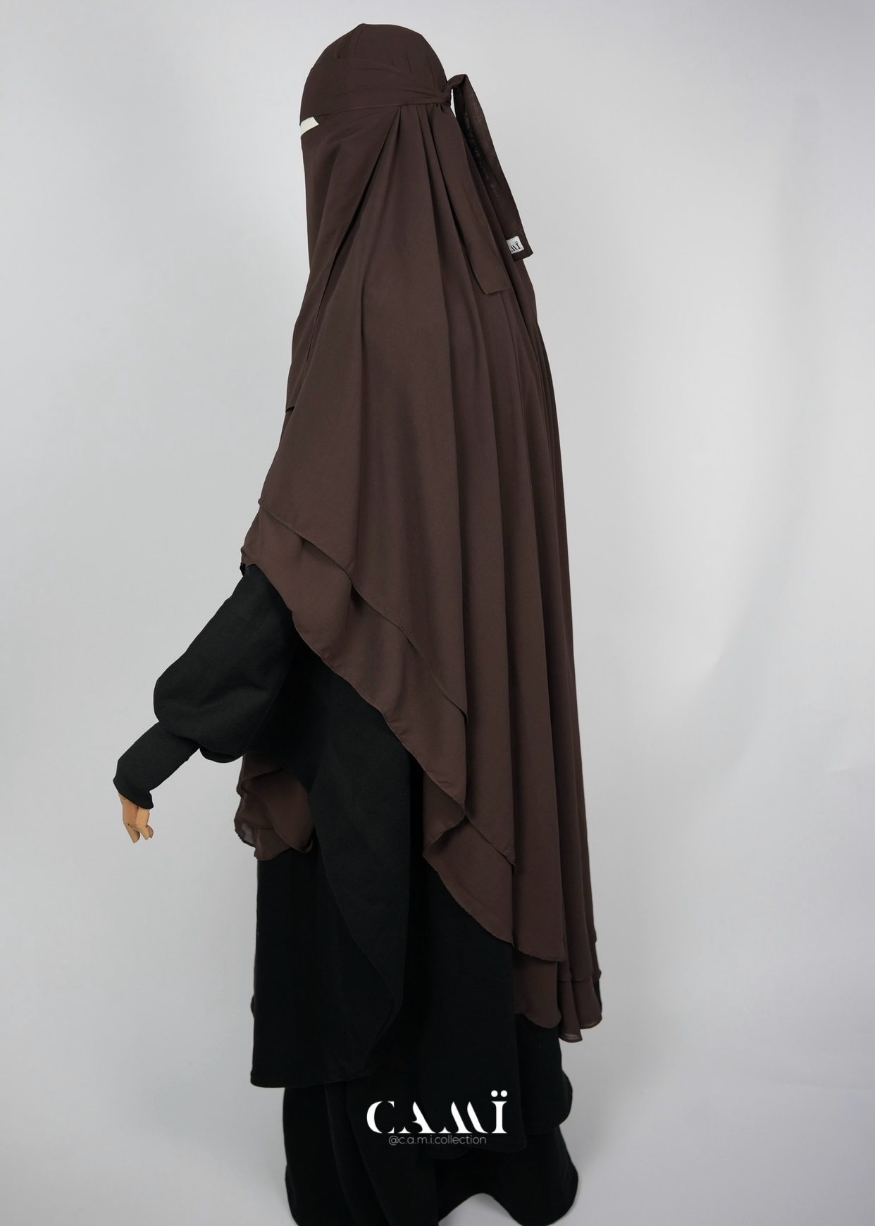 Zweilagiger Chiffon Khimar dunkelbraun