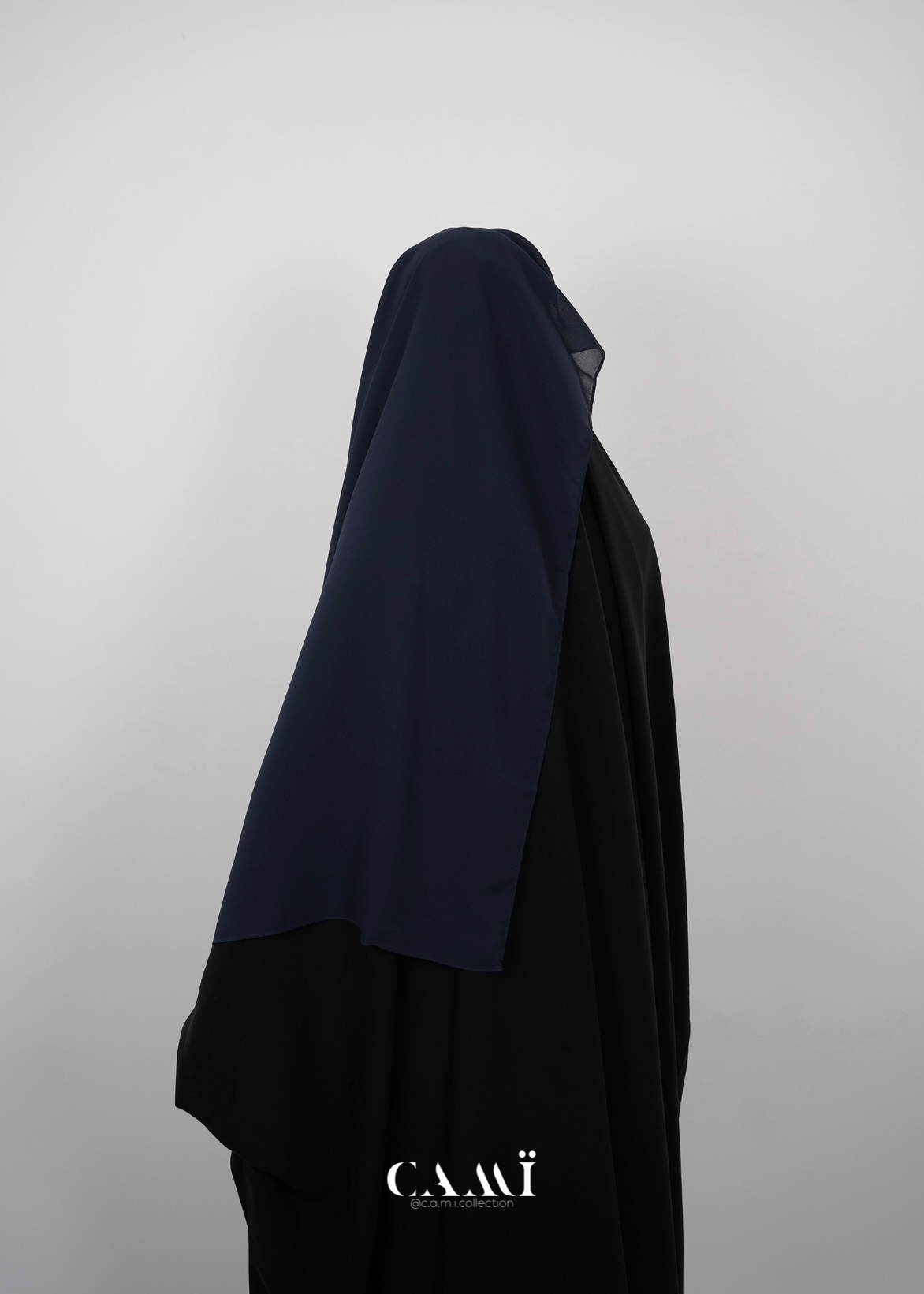 Zweilagiger Niqab lang dunkelblau