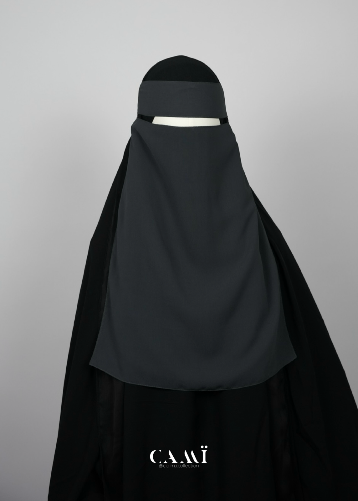 Niqab mit elastischen Seiten | pull down Niqab dunkelgrau