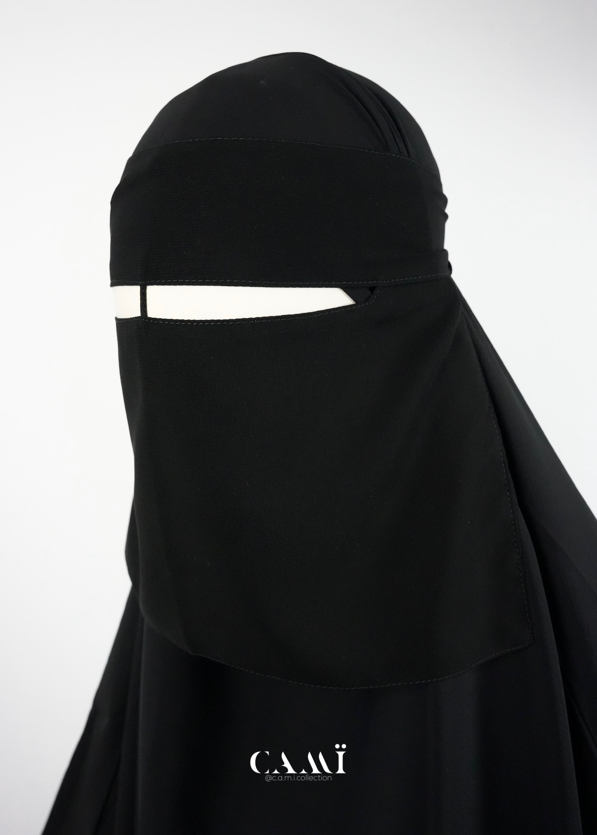 Niqab extra short black single layer