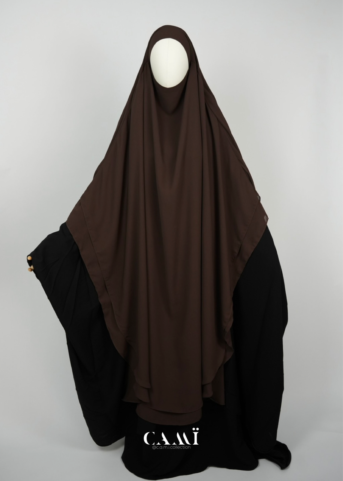 Khimar Chiffon 2-lagig extra lang | dunkelbraun