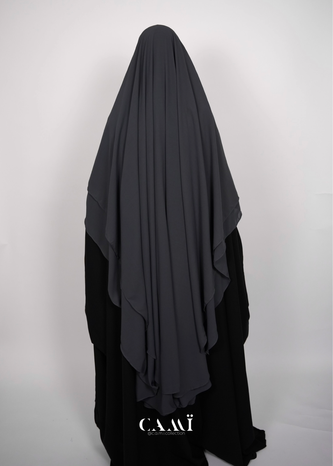 Khimar Chiffon 2-lagig dunkelgrau