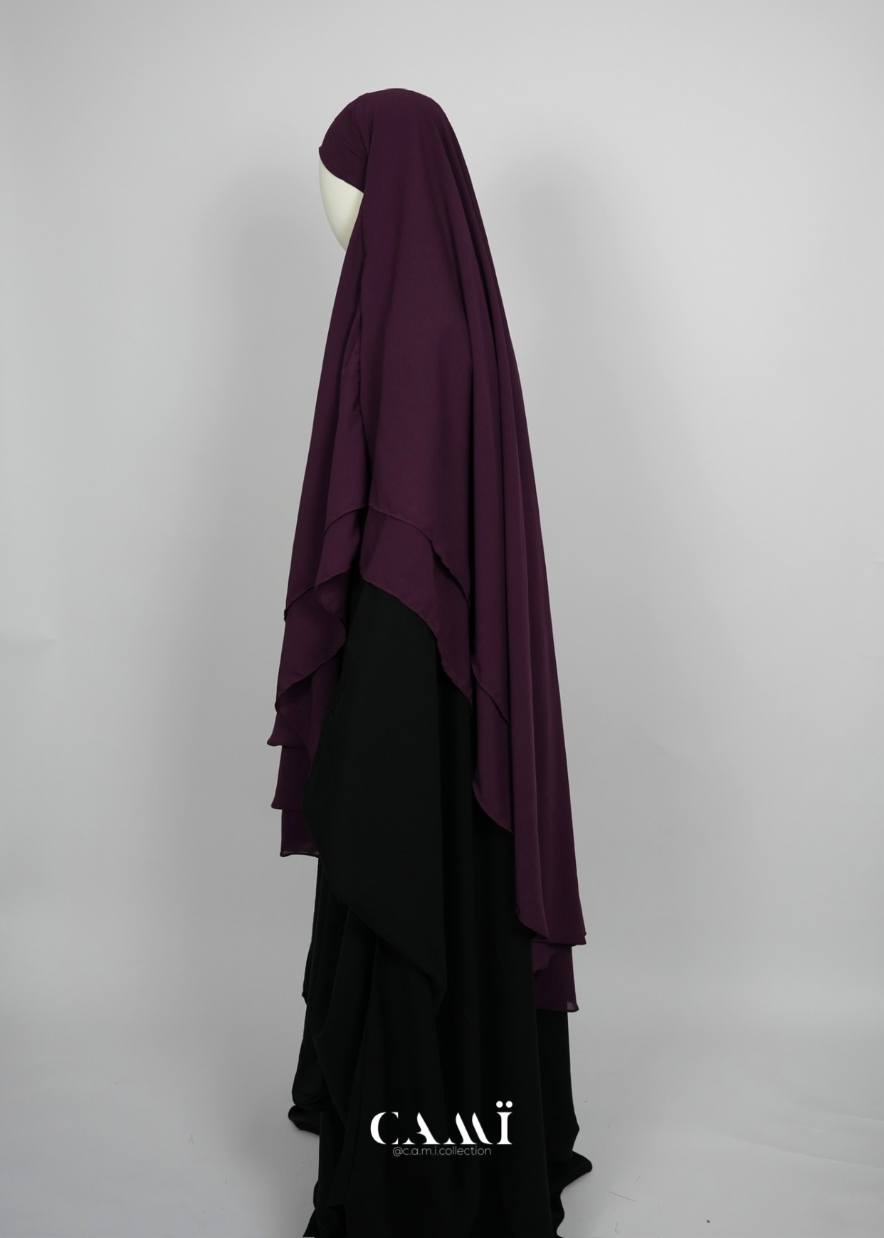 Khimar Chiffon 2-lagig plum