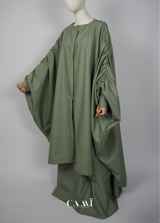 100% Baumwolle Abaya Set sage green
