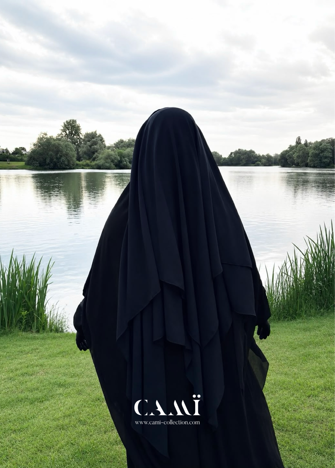 Dreilagiger Niqab dunkelblau