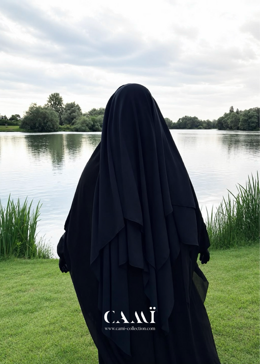 Dreilagiger Niqab dunkelblau