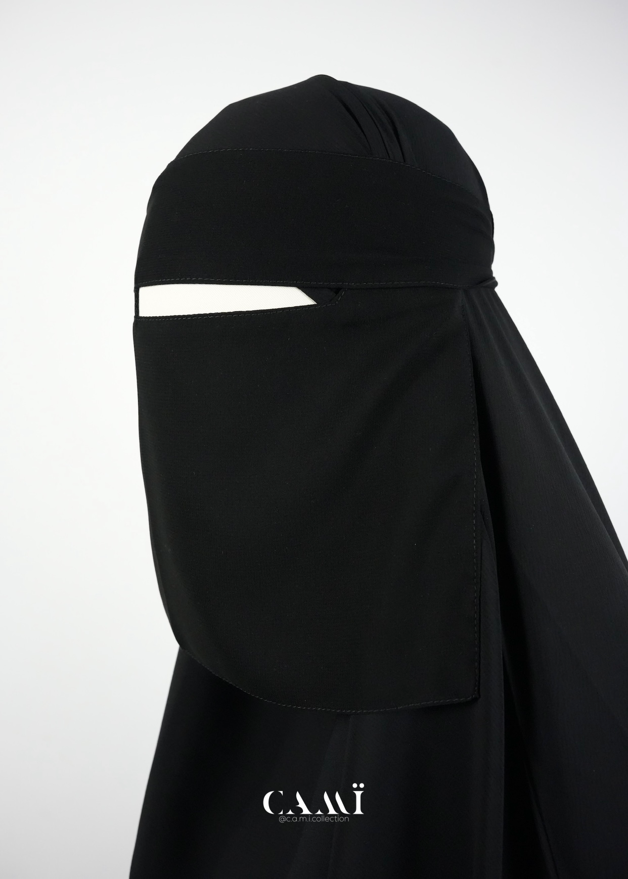 Niqab extra short black single layer