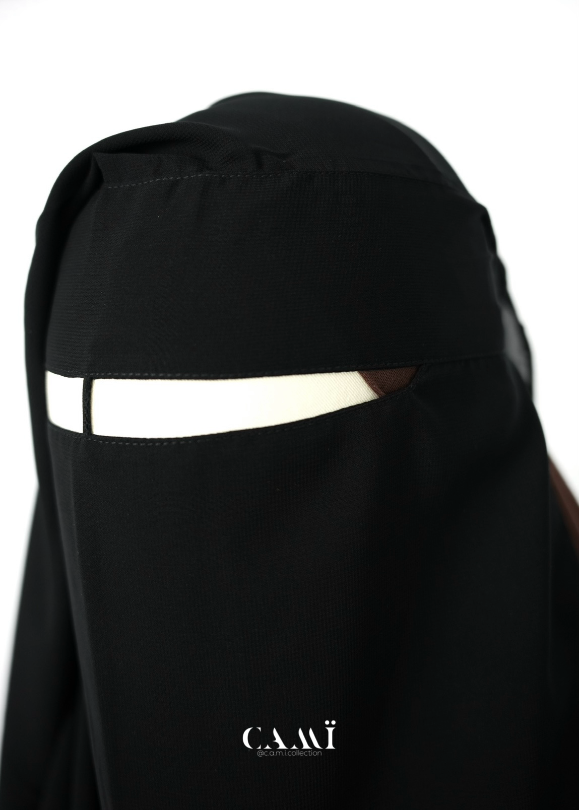 Extra Long 2 Layer Niqab with flap black | round back