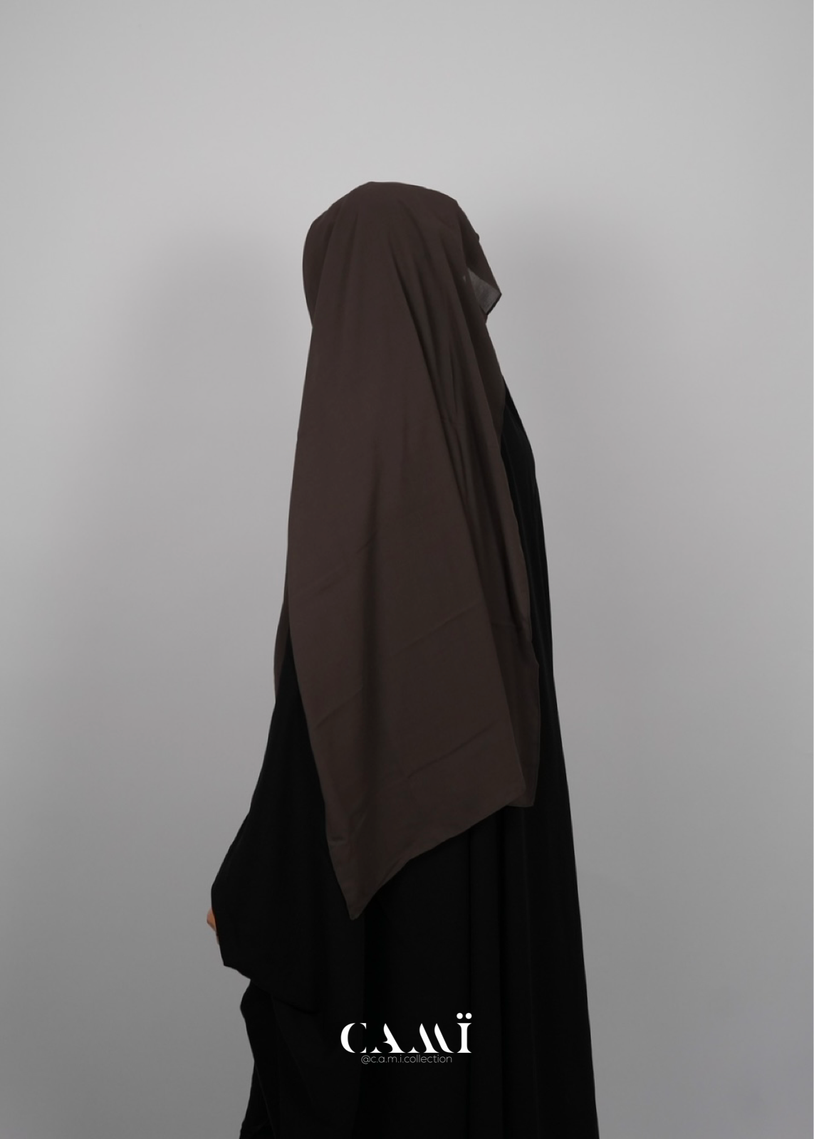 Zweilagiger Niqab lang dark taupe