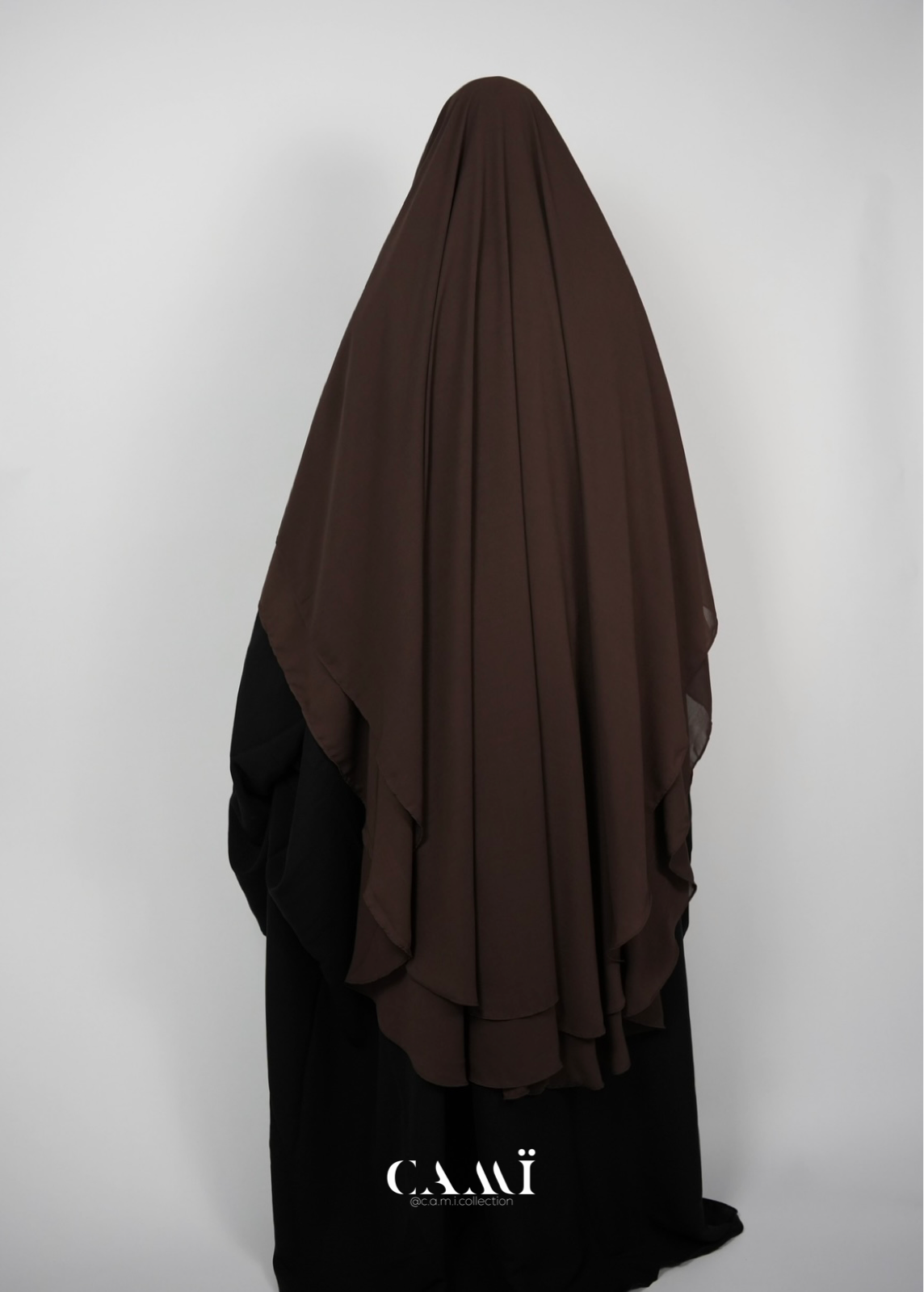 Zweilagiger Chiffon Khimar dunkelbraun