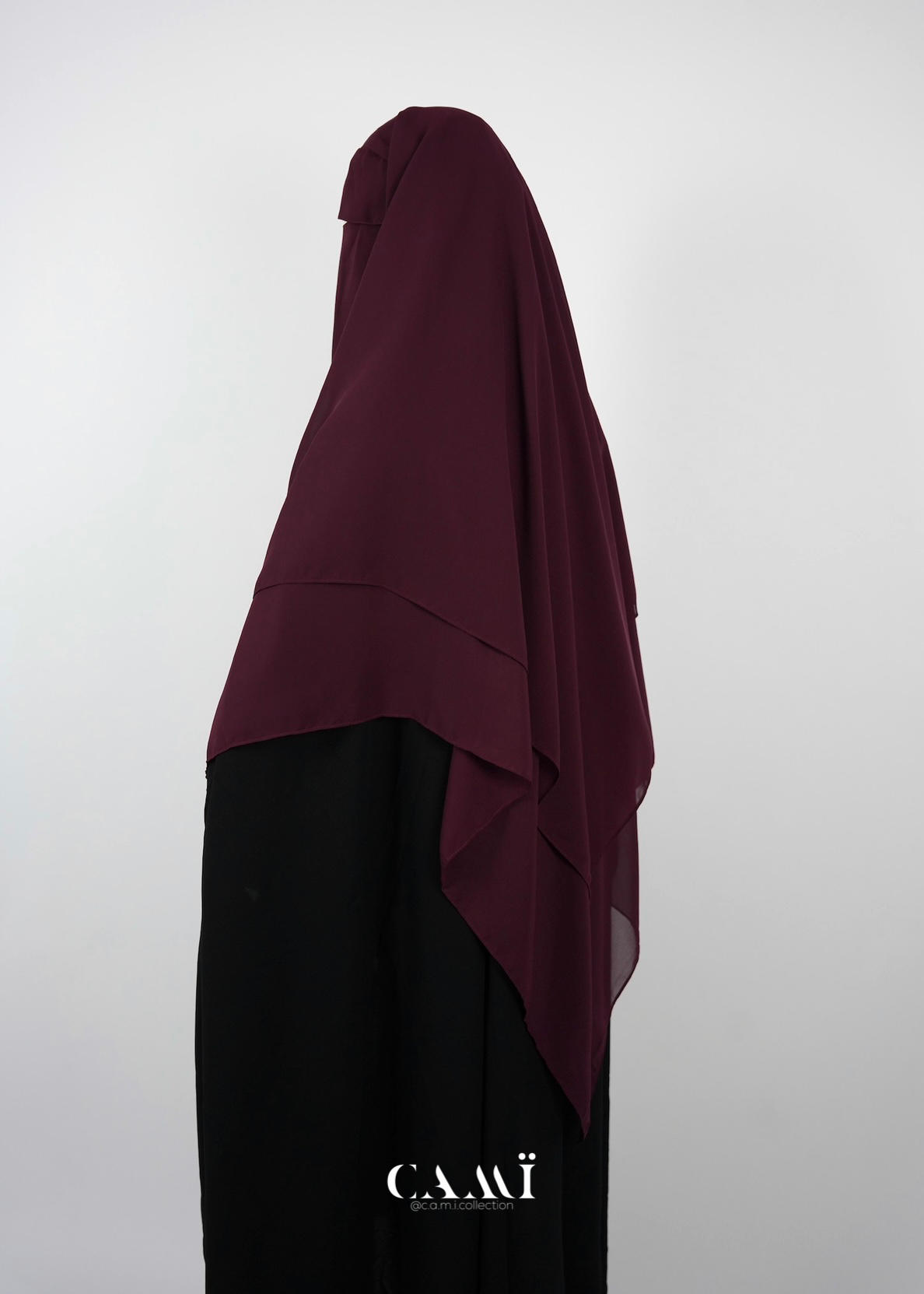 Dreilagiger Niqab mit Klappe burgundy