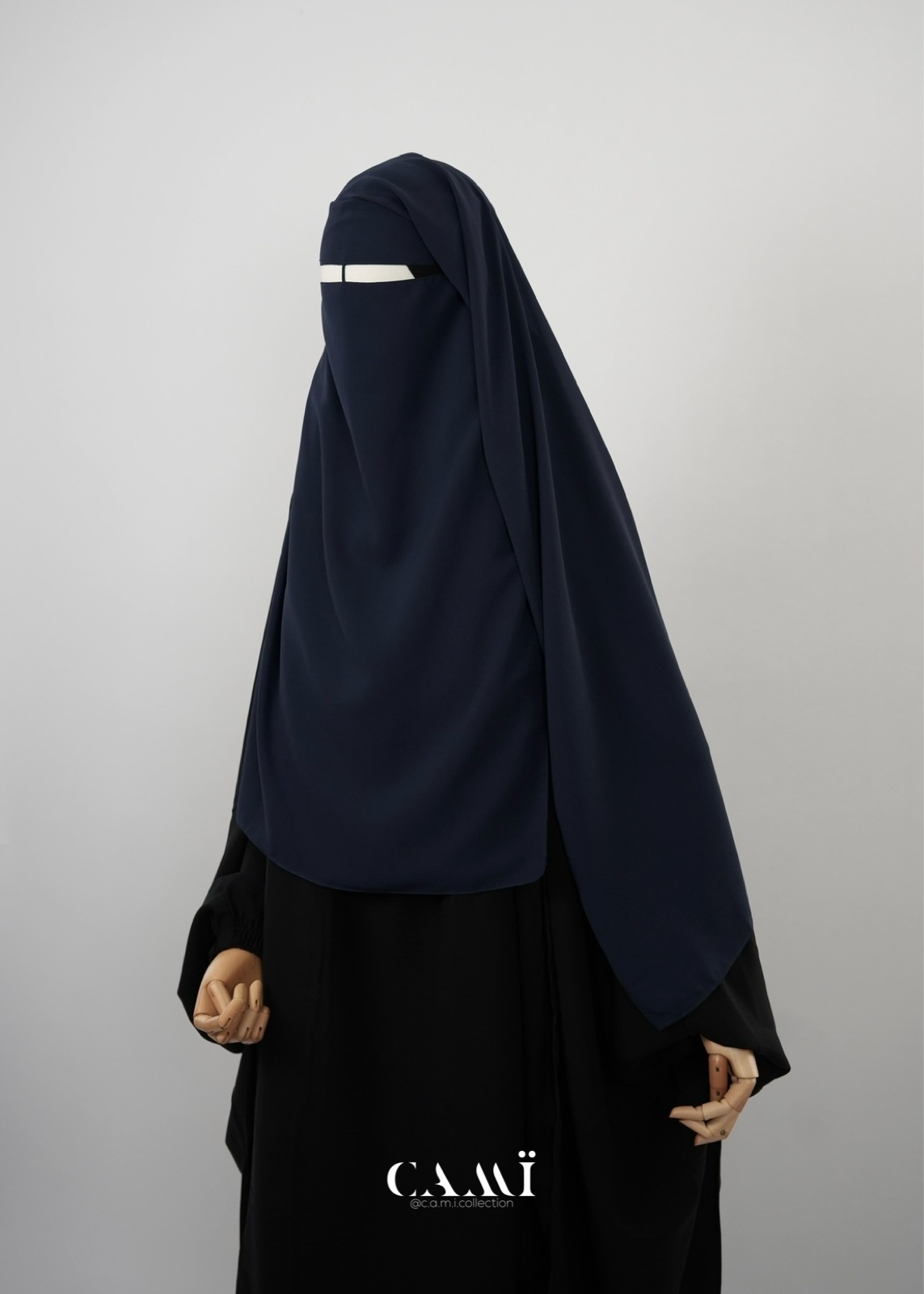 Zweilagiger Niqab lang dunkelblau
