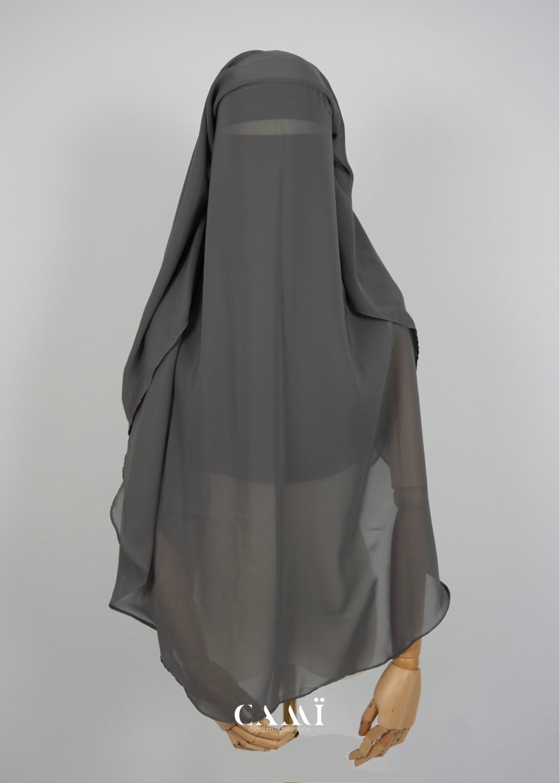 Medium 3 Layer Niqab grey | round cut