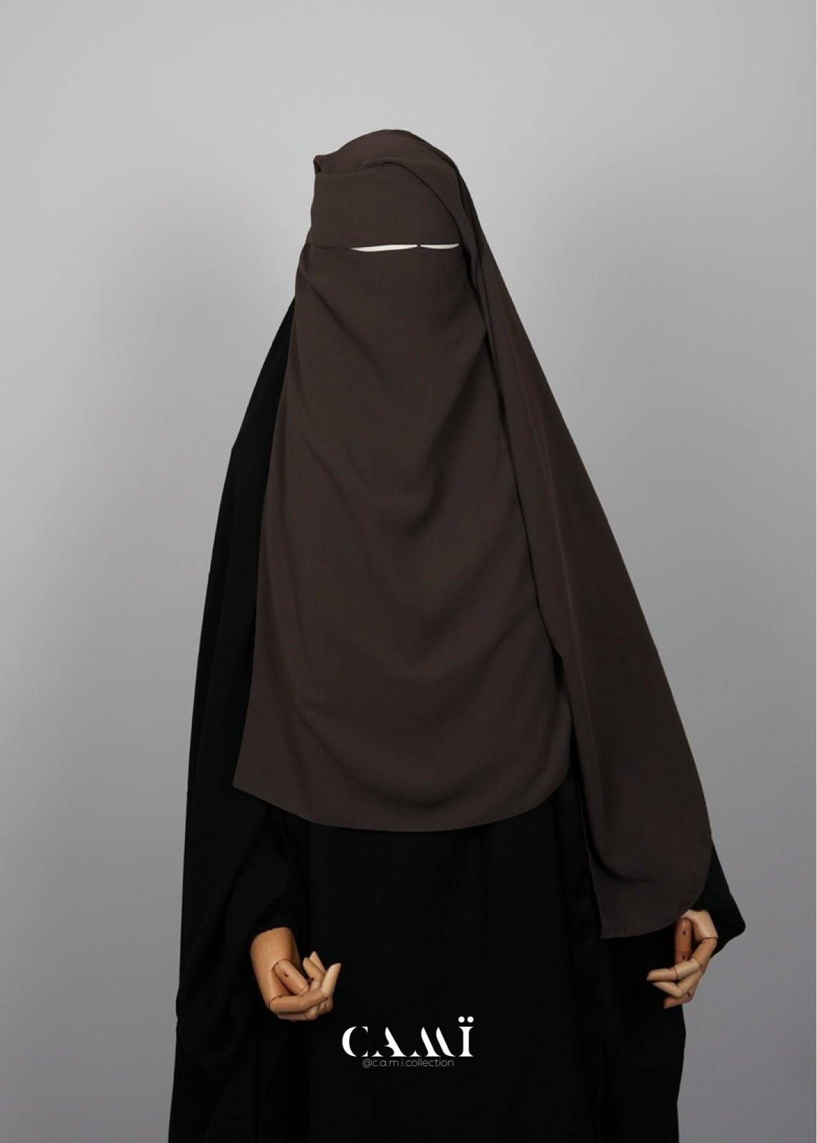 Zweilagiger Niqab lang dark taupe