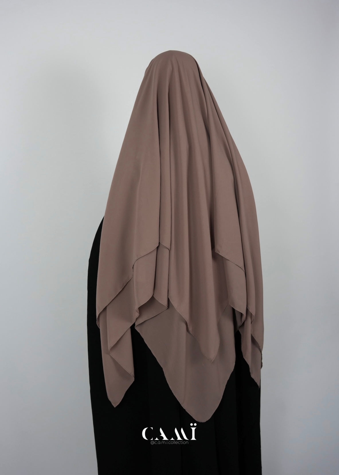 Dreilagiger Niqab mit Klappe taupe