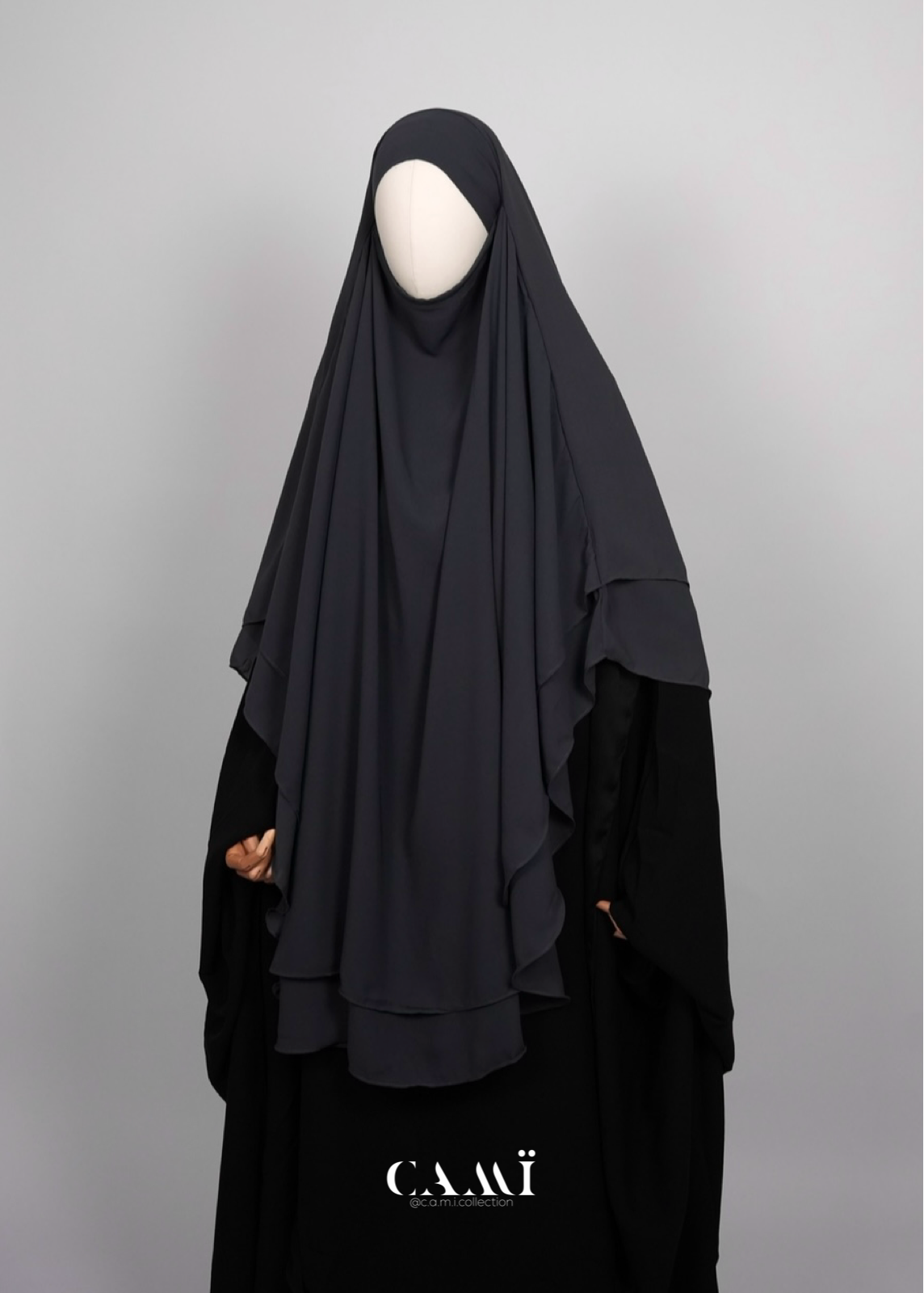 Khimar Chiffon 2-lagig dunkelgrau